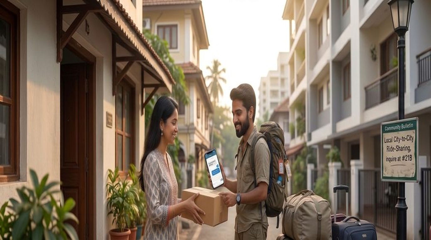 Local courier accepting a nearby delivery request